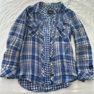Rails Blue and Purple Plaid Button Down Shirt XS